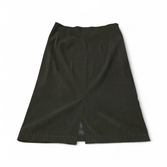 Briggs Green Suede Skirt Size 12 Elegant 90s Old Money Fall/Winter Staple - Picture 4 of 4